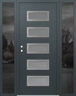 Diamond D1 60" x 80" anthracite/anthracite frosted Glass Panel stainless steel RHI with 2 Sidelites mirrored Glass