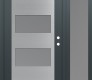 Modern Steel Front Door Diamond C2 50" x 80" anthracite/anthracite frosted Glass Panel stainless steel LHI with Sidelite frosted Glass