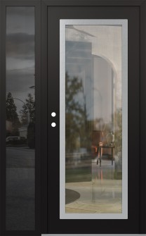Diamond C1 52" x 80" black/black clear Glass Panel stainless steel RHI with Sidelite mirrored Glass
