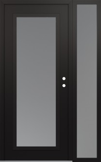 Diamond C1 48" x 80" black/white frosted Glass Panel black LHI with Sidelite frosted Glass