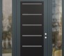 Modern Steel Front Door Diamond C11 64" x 96" anthracite/anthracite frosted Glass Panel black LHI with 2 Sidelites and Transom clear Glass