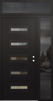 Diamond D4 48" x 96" black/black clear Glass Panel black LHI with Sidelite and Transom mirrored Glass