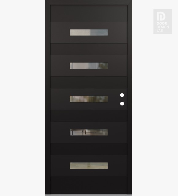 Modern Steel Front Door Diamond D9 36" x 80" black/black clear Glass Panel black LHI