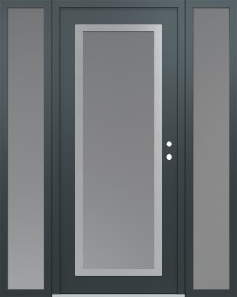 Diamond C1 60" x 80" anthracite/anthracite frosted Glass Panel stainless steel LHI with 2 Sidelites frosted Glass