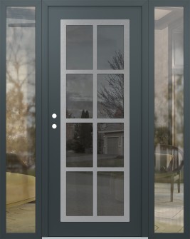 Diamond C16 64" x 80" anthracite/anthracite mirrored Glass Panel stainless steel RHI with 2 Sidelites clear Glass