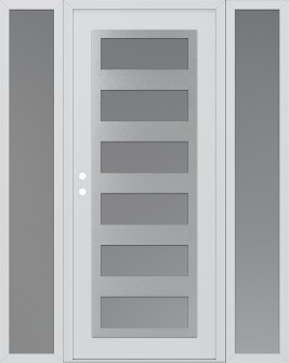 Diamond C9 68" x 80" white/white frosted Glass Panel stainless steel RHI with 2 Sidelites frosted Glass