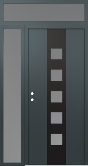 DIAMOND A13 48" X 96" ANTHRACITE/ANTHRACITE FROSTED GLASS PANEL BLACK RHI WITH SIDELITE AND TRANSOM FROSTED GLASS