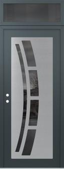 Diamond C12 36" x 96" anthracite/anthracite mirrored Glass Panel stainless steel RHI with Transom mirrored Glass