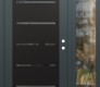 Modern Steel Front Door Diamond C11 52" x 80" anthracite/anthracite mirrored Glass Panel black LHI with Sidelite clear Glass