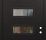 Modern Steel Front Door Diamond D1 36" x 96" black/black clear Glass Panel black LHI with Transom frosted Glass