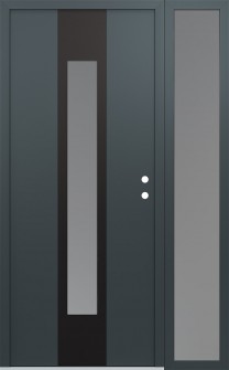 DIAMOND A1 52" X 80" ANTHRACITE/ANTHRACITE FROSTED GLASS PANEL BLACK LHI WITH SIDELITE FROSTED GLASS