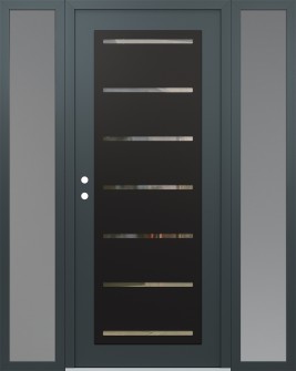 Diamond C11 60" x 80" anthracite/anthracite clear Glass Panel black RHI with 2 Sidelites frosted Glass