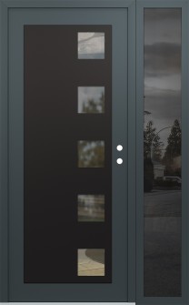 Diamond C5 48" x 80" anthracite/anthracite clear Glass Panel black LHI with Sidelite mirrored Glass