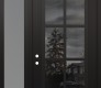Modern Steel Front Door Diamond C16 52" x 96" black/black mirrored Glass Panel black RHI with Sidelite and Transom frosted Glass