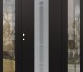 Modern Steel Front Door DIAMOND A3 68" X 80" BLACK/WHITE FROSTED GLASS PANEL STAINLESS STEEL RHI WITH 2 SIDELITES CLEAR GLASS