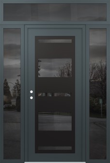 Diamond C10 68" x 96" anthracite/anthracite mirrored Glass Panel black RHI with 2 Sidelites and Transom mirrored Glass