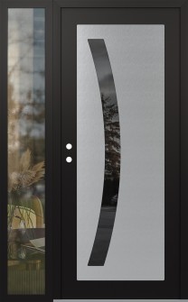 Diamond C4 52" x 80" black/black mirrored Glass Panel stainless steel RHI with Sidelite clear Glass