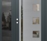 Modern Steel Front Door Diamond C3 50" x 80" anthracite/anthracite clear Glass Panel stainless steel RHI with Sidelite mirrored Glass