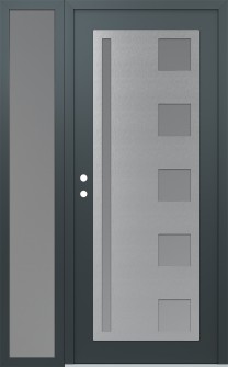 Diamond C3 48" x 80" anthracite/anthracite frosted Glass Panel stainless steel RHI with Sidelite frosted Glass