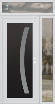 Diamond C4 52" x 96" white/white frosted Glass Panel black LHI with Sidelite and Transom clear Glass
