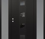 Modern Steel Front Door DIAMOND A12 60" X 80" BLACK/BLACK MIRRORED GLASS PANEL BLACK RHI WITH 2 SIDELITES FROSTED GLASS