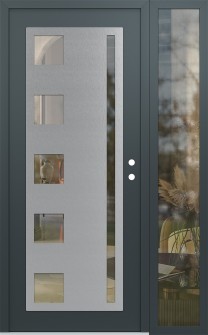 Diamond C3 48" x 80" anthracite/anthracite clear Glass Panel stainless steel LHI with Sidelite clear Glass