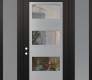 Modern Steel Front Door Diamond C2 60" x 96" black/black clear Glass Panel stainless steel RHI with 2 Sidelites and Transom frosted Glass