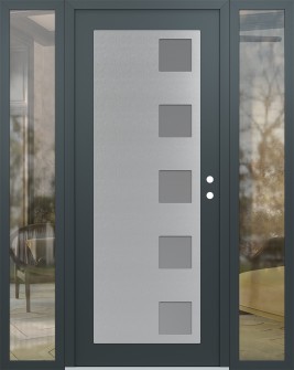 Diamond C5 64" x 80" anthracite/anthracite frosted Glass Panel stainless steel LHI with 2 Sidelites clear Glass