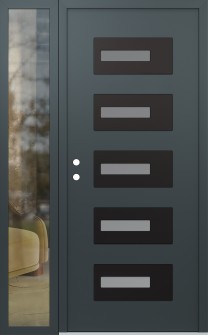 Diamond D6 52" x 80" anthracite/anthracite frosted Glass Panel black RHI with Sidelite clear Glass