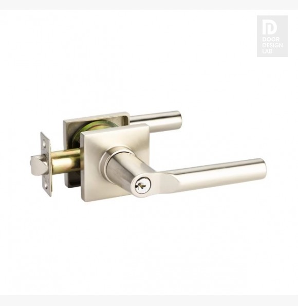 EMTEK HANOVER LEVER WITH SQUARE ROSETTE DUMMY 5022 SATIN NICKEL US15 for Steel Front Doors