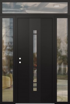 DIAMOND A3 68" X 96" BLACK/BLACK CLEAR GLASS PANEL BLACK RHI WITH 2 SIDELITES AND TRANSOM CLEAR GLASS