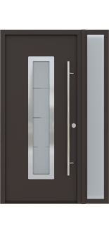 MODERN FRONT STEEL DOOR ARGOS BROWN/WHITE 49 1/4" X 81 11/16" LHI + SIDELITE RIGHT