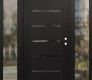 Modern Steel Front Door Diamond C11 60" x 80" black/black mirrored Glass Panel black LHI with 2 Sidelites clear Glass