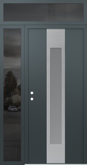 DIAMOND A1 52" X 96" ANTHRACITE/ANTHRACITE FROSTED GLASS PANEL STAINLESS STEEL RHI WITH SIDELITE AND TRANSOM MIRRORED GLASS