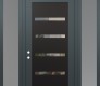 Modern Steel Front Door Diamond C7 68" x 96" anthracite/anthracite clear Glass Panel black RHI with 2 Sidelites and Transom frosted Glass