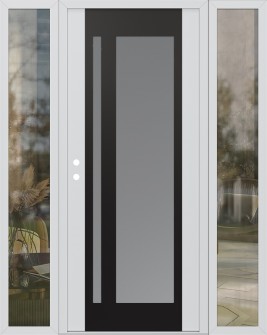 Diamond C15 60" x 80" white/white frosted Glass Panel black RHI with 2 Sidelites clear Glass