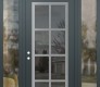 Modern Steel Front Door Diamond C16 64" x 96" anthracite/anthracite mirrored Glass Panel stainless steel RHI with 2 Sidelites and Transom clear Glass