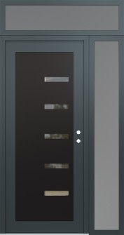 Diamond C8 48" x 96" anthracite/anthracite clear Glass Panel black LHI with Sidelite and Transom frosted Glass