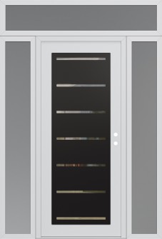 Diamond C11 68" x 96" white/white clear Glass Panel black LHI with 2 Sidelites and Transom frosted Glass