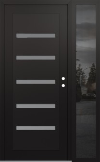 Diamond C7 52" x 80" black/white frosted Glass Panel black LHI with Sidelite mirrored Glass