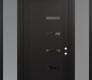 Modern Steel Front Door Diamond C8 60" x 96" black/black mirrored Glass Panel black LHI with 2 Sidelites and Transom frosted Glass