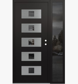 Diamond D8 48" x 80" black/black mirrored Glass Panel stainless steel LHI with Sidelite mirrored Glass