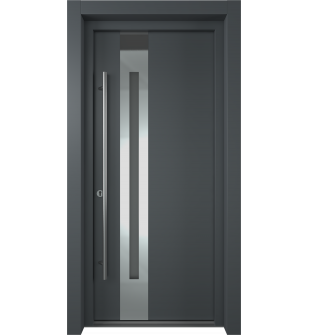 MODERN FRONT STEEL DOOR ZEPHYR ANTRACIT/WHITE 37 7/16" X 81 11/16" RHI + HARDWARE
