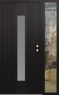 DIAMOND A1 52" X 80" BLACK/WHITE FROSTED GLASS PANEL BLACK LHI WITH SIDELITE CLEAR GLASS