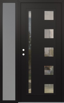 Diamond C3 52" x 80" black/black clear Glass Panel black RHI with Sidelite frosted Glass