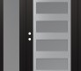 Modern Steel Front Door Diamond C9 52" x 80" black/white frosted Glass Panel stainless steel RHI with Sidelite frosted Glass