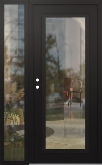 Diamond C1 48" x 80" black/black clear Glass Panel black RHI with Sidelite clear Glass