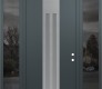 Modern Steel Front Door DIAMOND A8 60" X 96" ANTHRACITE/ANTHRACITE FROSTED GLASS PANEL STAINLESS STEEL LHI WITH 2 SIDELITES AND TRANSOM MIRRORED GLASS