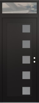 Diamond C5 36" x 96" black/white frosted Glass Panel black LHI with Transom clear Glass