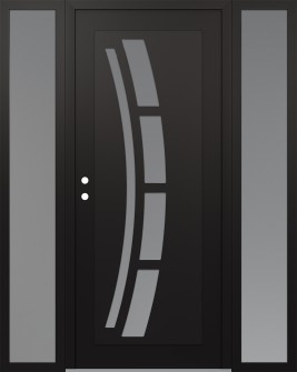 Diamond C12 64" x 80" black/white frosted Glass Panel black RHI with 2 Sidelites frosted Glass